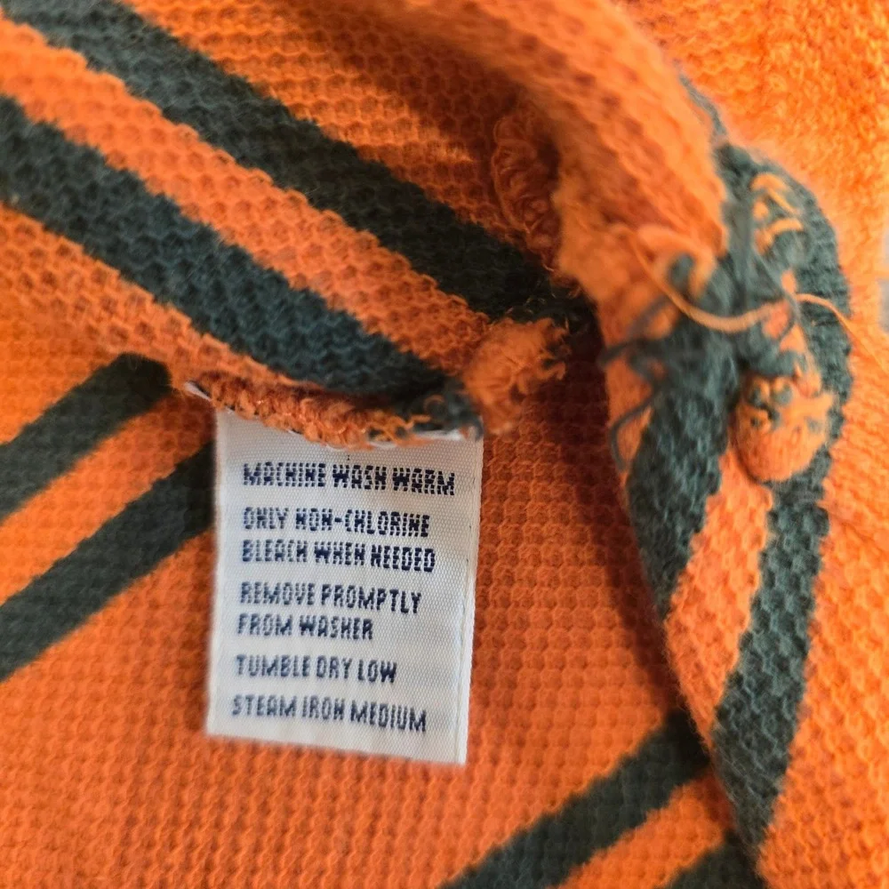 Polo Ralph Lauren Mens‎ XL Orange Navy Blue Striped Cotton Pique Polo Shirt